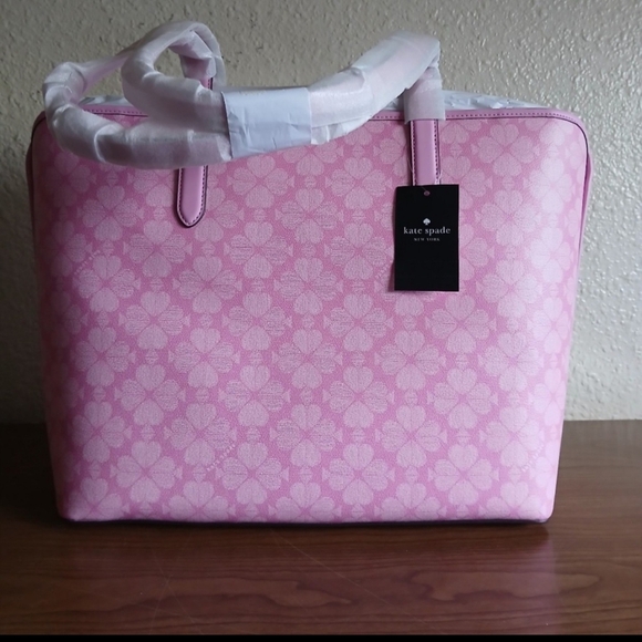 Kate Spade Pink Floral Tote with Heart Charm - Picture 2 of 4